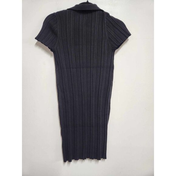 Lita By Ciara RIB COTTON BLEND POLO MINIDRESS IN BLACK Size M. B30 - Picture 4 of 6